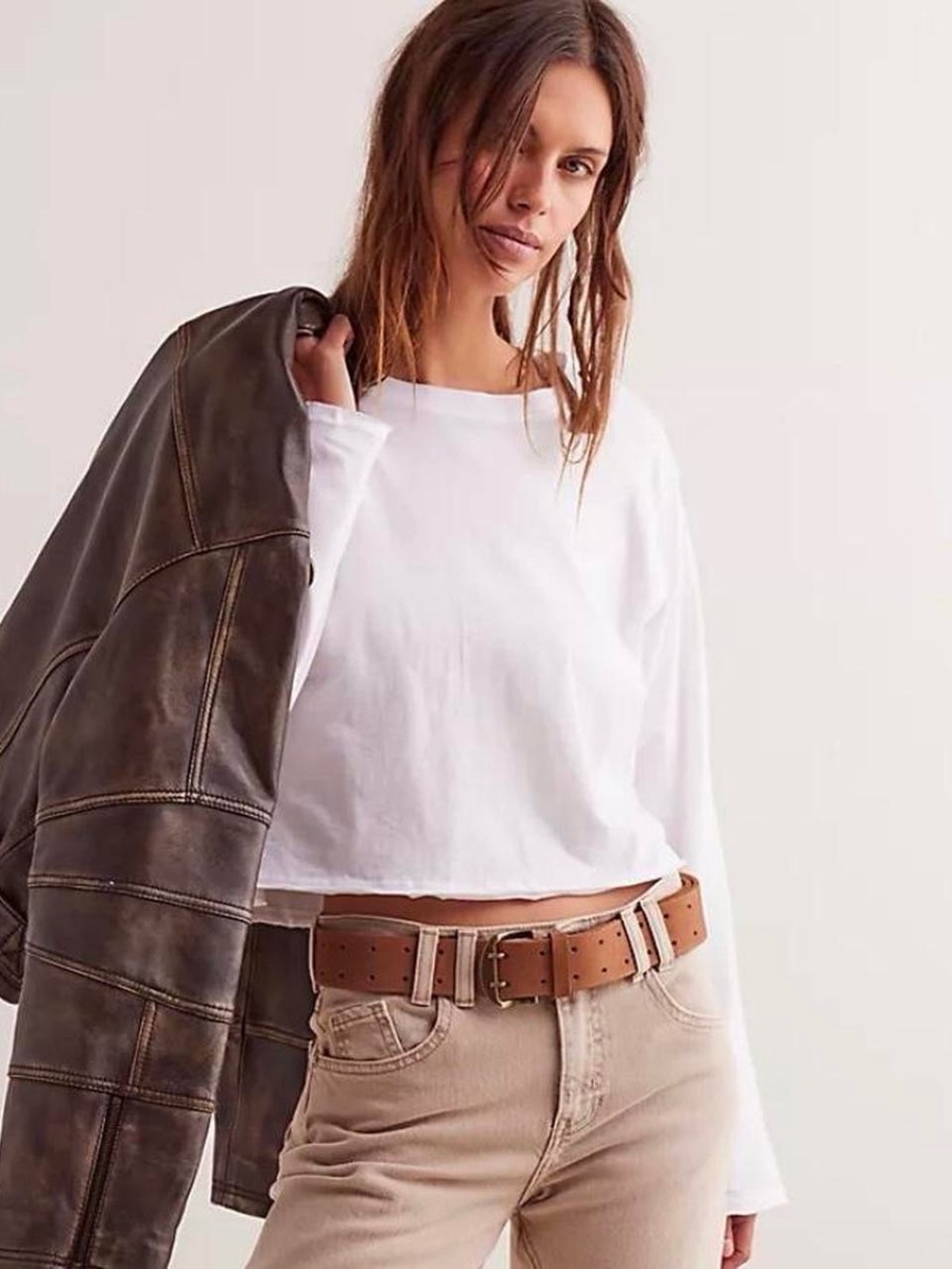 Free people blue crop long sleeve